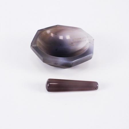 Ступка агатовая, диаметр 80 мм, с пестом