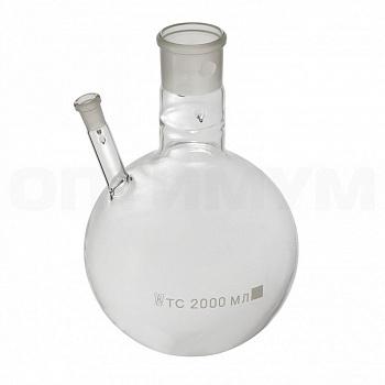 Колба круглодонная двугорлая КГУ-2000, 2000 мл, шлифы 29/32-19/26 Колба круглодонная двугорлая КГУ-2000, 2000 мл, шлифы 29/32-19/26