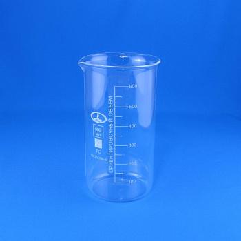 Стакан лабораторный высокий В-1-600, 600 мл, градуированный Стакан лабораторный высокий В-1-600, 600 мл, градуированный