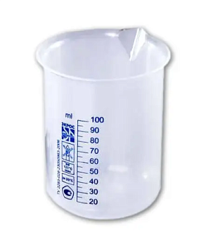 Стакан лабораторный, 100 мл, полипропилен, градуированный, Экрос Стакан лабораторный, 100 мл, полипропилен, градуированный, Экрос