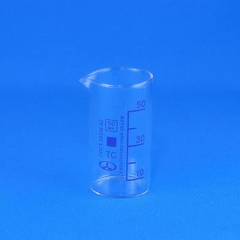 Стакан лабораторный высокий В-1-50, 50 мл, градуированный Стакан лабораторный высокий В-1-50, 50 мл, градуированный