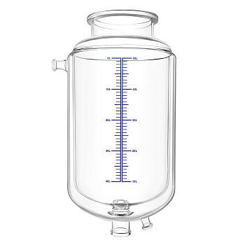 Реакционная колба для стеклянного реактора 50 л, c рубашкой, без крышки Реакционная колба для стеклянного реактора 50 л, c рубашкой, без крышки