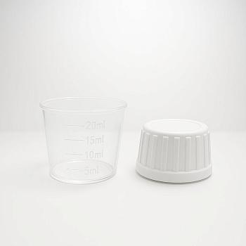 Мерный стаканчик 20 мл для сиропных флаконов с горлом DIN 28, 1800 шт/упак Мерный стаканчик 20 мл для сиропных флаконов с горлом DIN 28, 1800 шт/упак