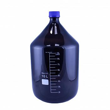 Банка для реактивов 5drops GL45, 10000 мл, стекло Boro 3.3, темное стекло, с винтовой крышкой, градуированная Банка для реактивов 5drops GL45, 10000 мл, стекло Boro 3.3, темное стекло, с винтовой крышкой, градуированная