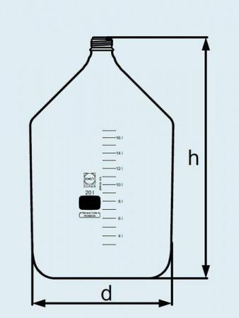 Банка для реактивов, 20000 мл, светлое стекло, градуированная Банка для реактивов, 20000 мл, светлое стекло, градуированная