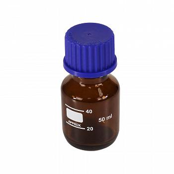 Банка для реактивов, 50 мл, темное стекло, градуированная Банка для реактивов, 50 мл, темное стекло, градуированная
