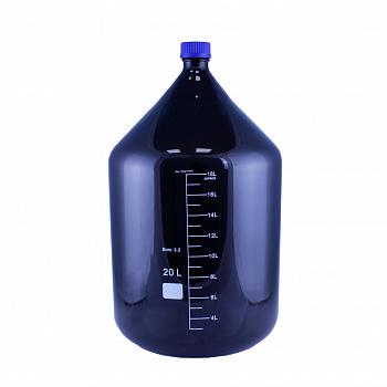 Банка для реактивов 5drops GL45, 20000 мл, стекло Boro 3.3, темное стекло, с винтовой крышкой, градуированная Банка для реактивов 5drops GL45, 20000 мл, стекло Boro 3.3, темное стекло, с винтовой крышкой, градуированная