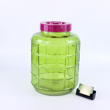 Банка (бутыль) стеклянная объёмом 26 литров с гидрозатвором, зеленая