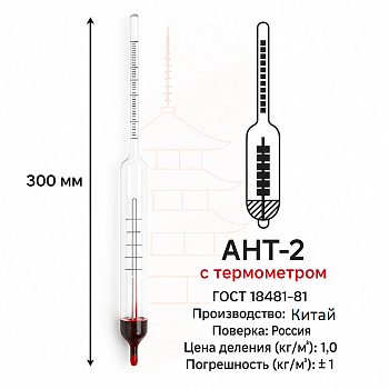 Ареометр для нефти и нефтепродуктов АНТ-2 (670...750) кг/м³, (с поверкой) Ареометр для нефти и нефтепродуктов АНТ-2 (670...750) кг/м³, (с поверкой)