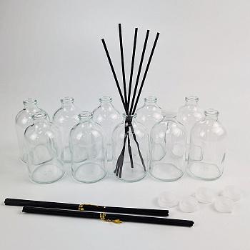 Специализированный набор для ароматических диффузоров на 100 мл "Title Perfume", флаконы светл. стекло с пласт., пробкой 10 шт/упак + фибровые палочки