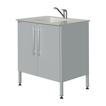 Стол-мойка 800x600x900 мм, с двумя раковинами из полипропилена, металл., каркас