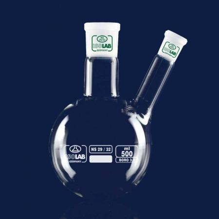 Колба круглодонная двугорлая КГУ-2-1-4000, 4000 мл, шлифы 29/32-14/23 Колба круглодонная двугорлая КГУ-2-1-4000, 4000 мл, шлифы 29/32-14/23