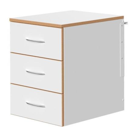 Тумба подвесная 400х505х530 мм, ЛДСП, низкая, 3 выдв., ящика, белая - Под заказ