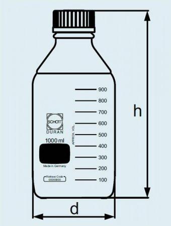 Банка для реактивов, 1000 мл, темное стекло, градуированная