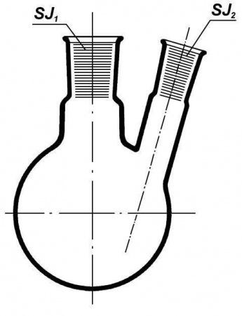 Колба круглодонная двугорлая КГУ-2-1-4000, 4000 мл, шлифы 29/32-14/23 Колба круглодонная двугорлая КГУ-2-1-4000, 4000 мл, шлифы 29/32-14/23