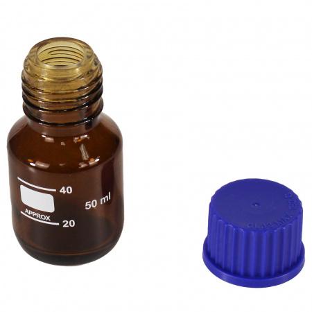 Банка для реактивов, 50 мл, темное стекло, градуированная