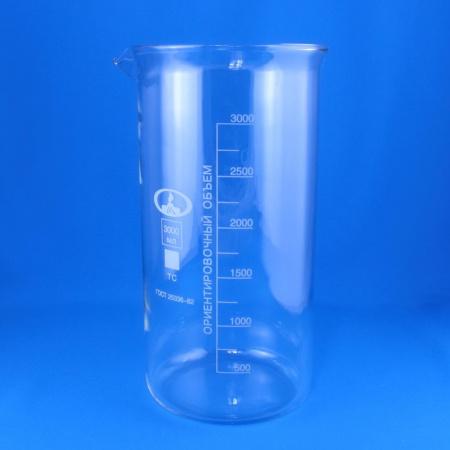 Стакан лабораторный высокий В-1-3000, 3000 мл, градуированный - В наличии