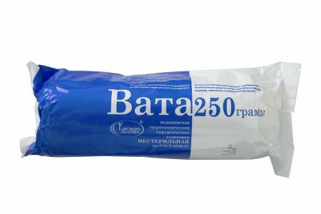 Вата гигиеническая хлопковая 250 гр, нестерильная  - В наличии