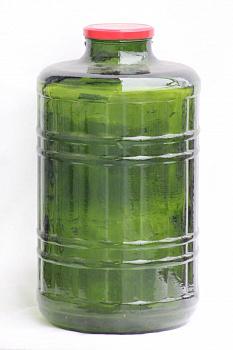 Стеклянная банка широкое горло " самогонов.рф" 15 литров, зелёное стекло