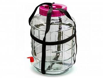 Банка стеклянная с гидрозатвором и пластиковым краном, 25 литров