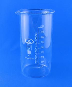 Стакан лабораторный высокий В-1-1000, 1000 мл, градуированный Стакан лабораторный высокий В-1-1000, 1000 мл, градуированный