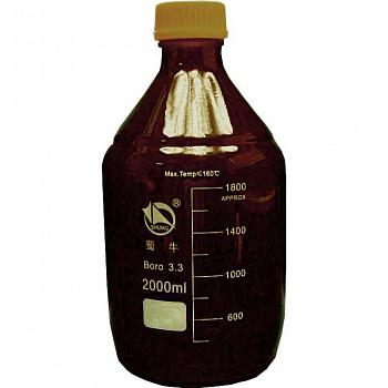 Банка для реактивов, 2000 мл, темное стекло, градуированная Банка для реактивов, 2000 мл, темное стекло, градуированная