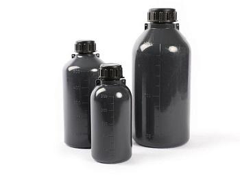 Бутылка, 1000 мл, ПЭВД, узкое горло, серая, градуированная, Lamaplast 