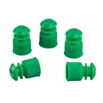 Пробки для пробирок диаметром 16 мм, пэт, зеленые, 500 шт/упак