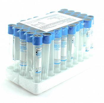 Пробирки вакуумные с цитратом натрия 3,2%, 8,1 мл, 16х100 мм, пластик, 50 шт/упак, для коагулологических исследований, Lind-Vac Пробирки вакуумные с цитратом натрия 3,2%, 8,1 мл, 16х100 мм, пластик, 50 шт/упак, для коагулологических исследований, Lind-Vac