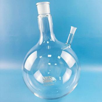 Колба круглодонная двугорлая КГУ-5000, 5000 мл, шлифы 29/32-14/23 Колба круглодонная двугорлая КГУ-5000, 5000 мл, шлифы 29/32-14/23