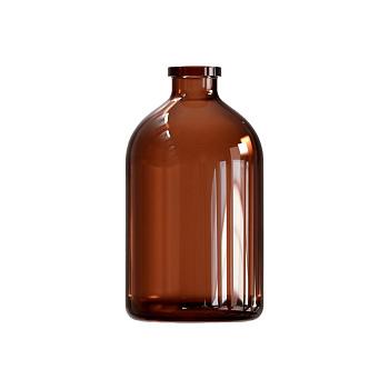 Флакон 100 мл инъекционный, темное стекло 3-го класса, 5drops-ФП-100, круглый скат, 63 шт, G20, гладкое горло, без пробки Флакон 100 мл инъекционный, темное стекло 3-го класса, 5drops-ФП-100, круглый скат, 63 шт, G20, гладкое горло, без пробки